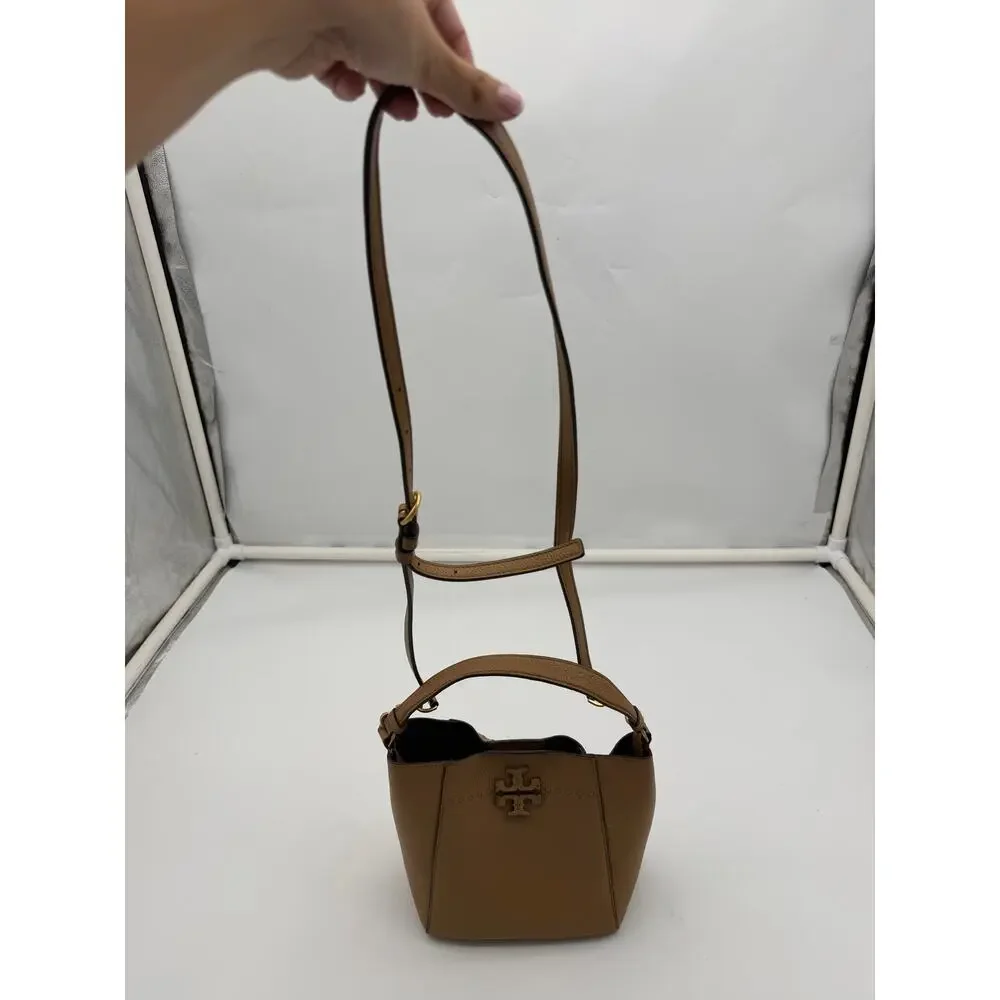 Tory Burch Women’s Leather Bucket Bag Shoulder Purse Designer Handbag